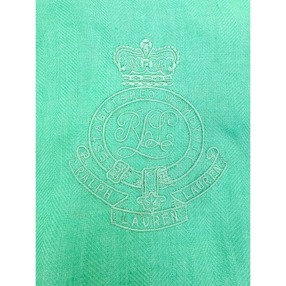 Lauren Ralph Lauren Size 3X Womens Green Linen Embroidered Chest Logo 3/4 Sleeve - Picture 6 of 11